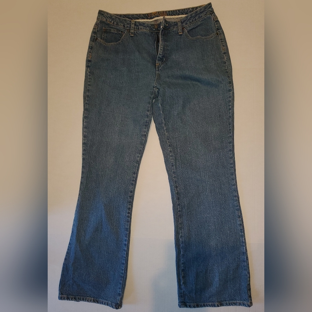 St. John's Bay Women's Boot Cut Secretly Slender Jeans - Blue Sz 14W